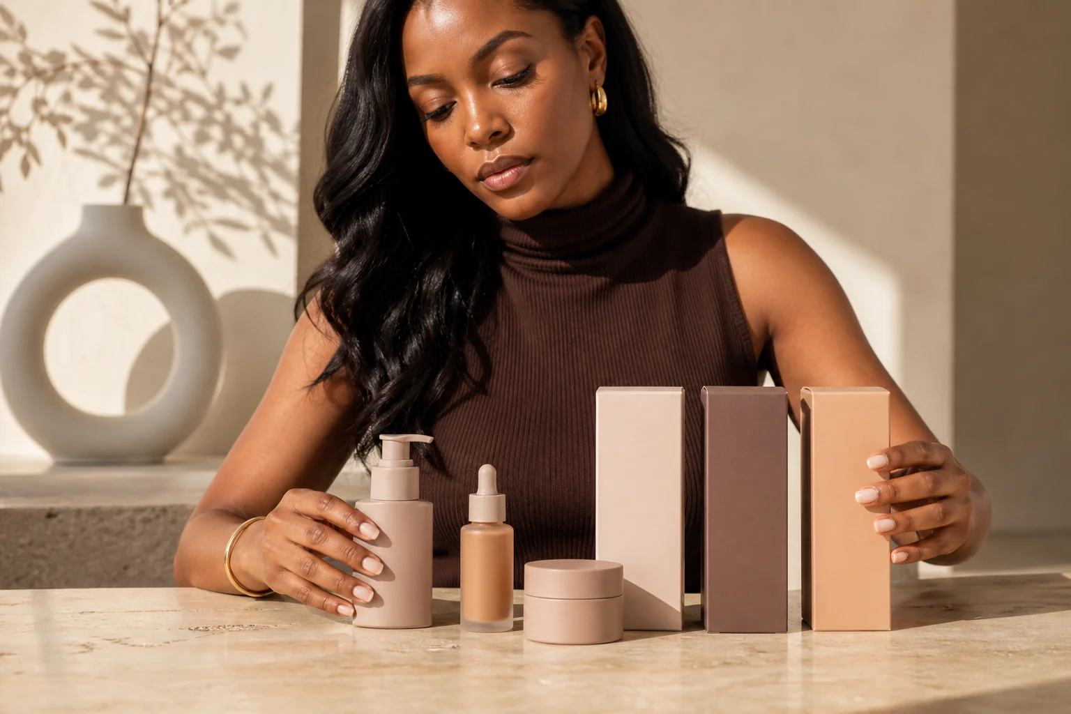 Beauty founder curating a focused three-product private label skincare collection