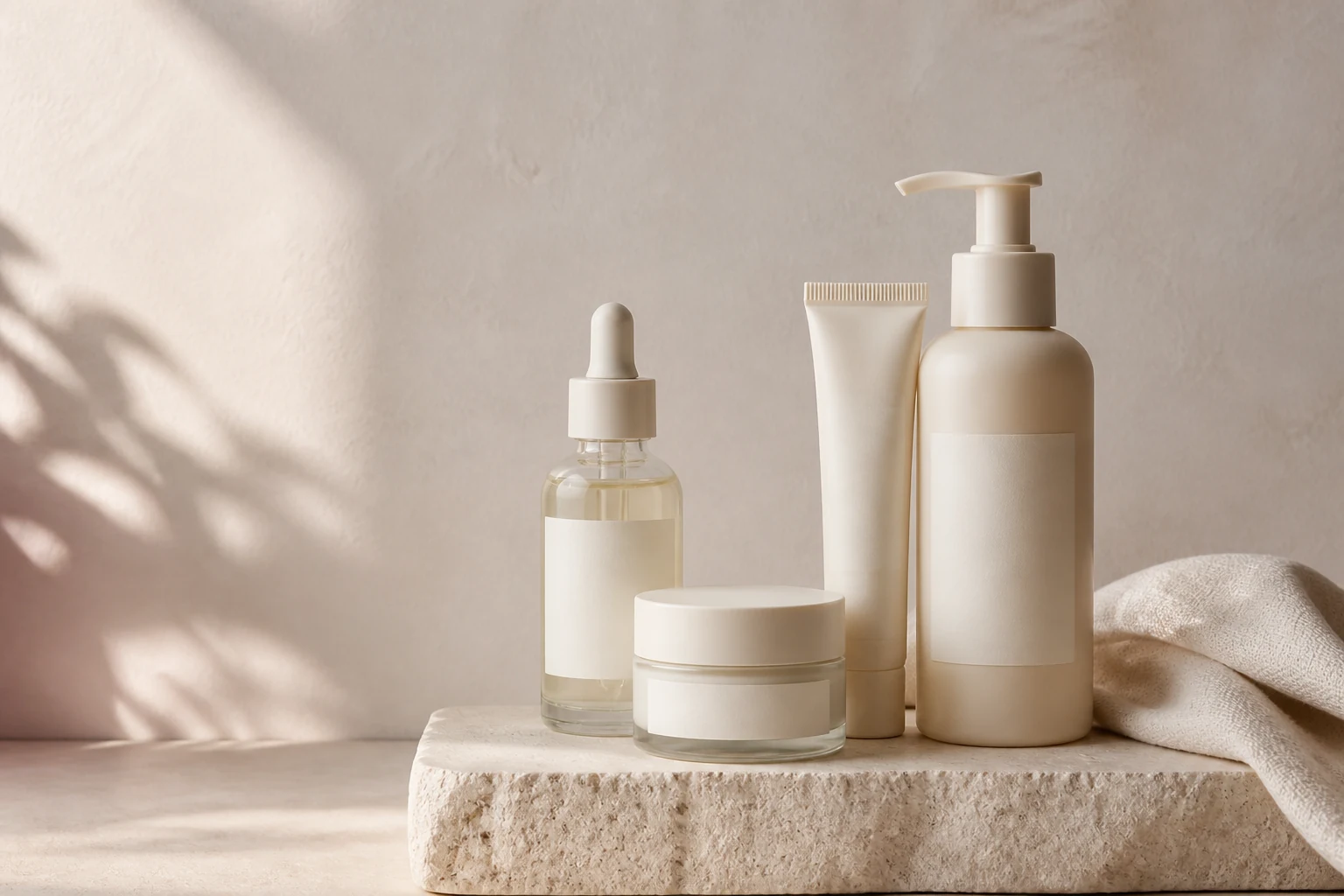 A considered collection of unbranded skincare packaging