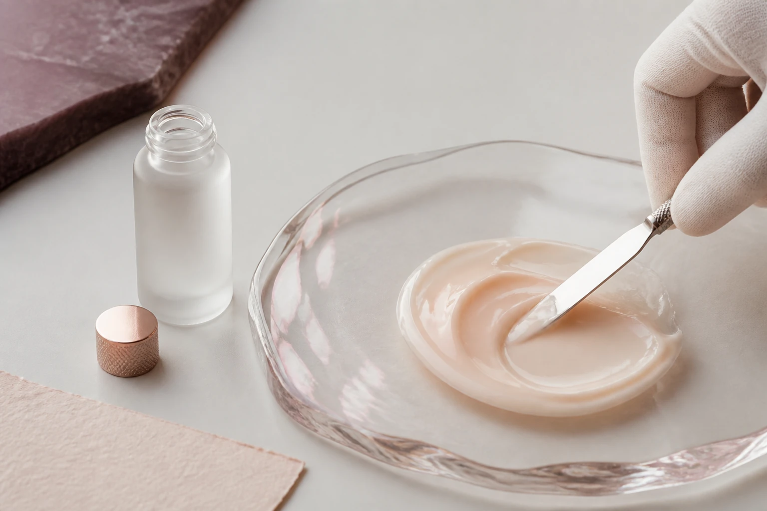 Skincare emulsion texture and premium component under review