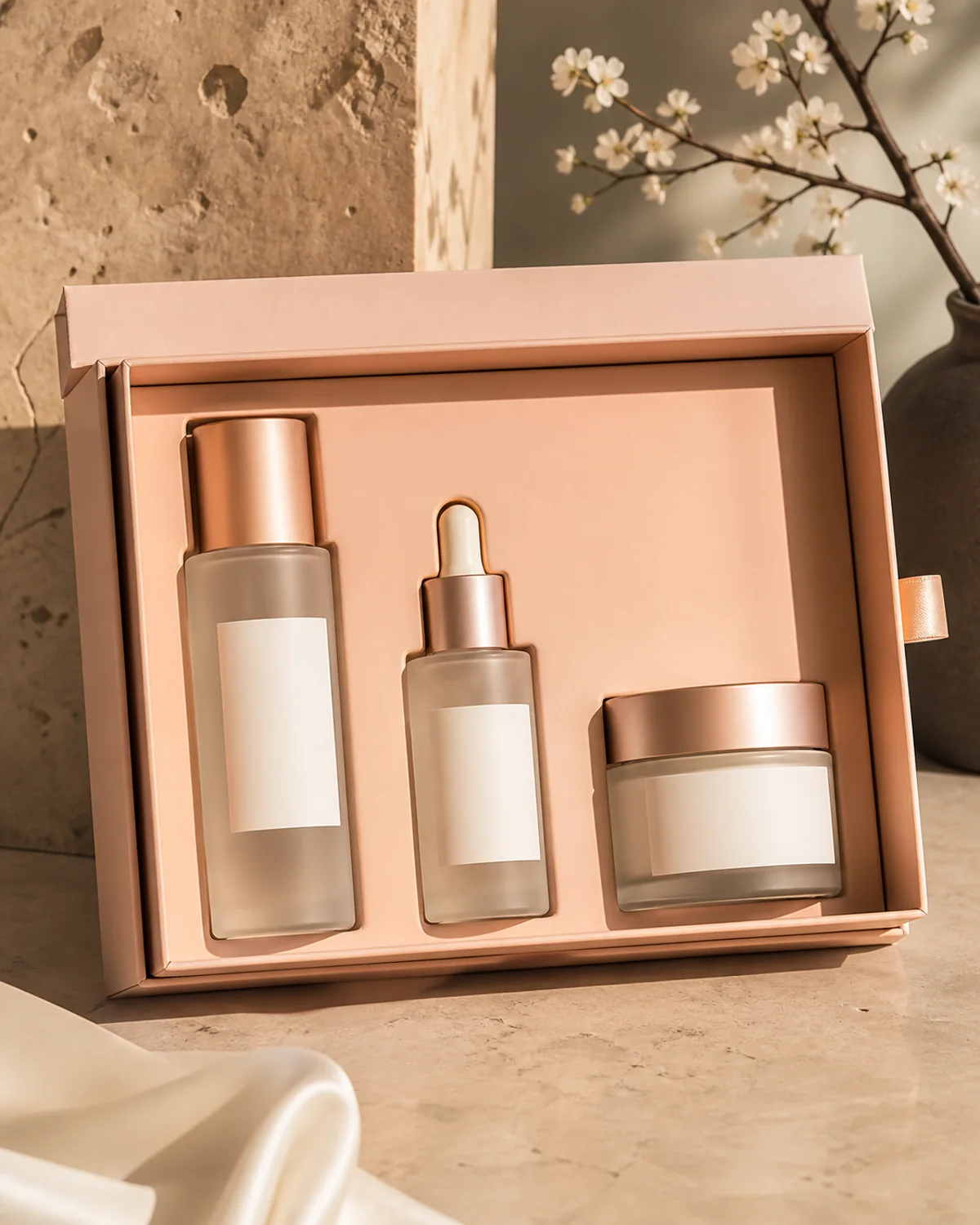 Unbranded Three-step skincare set product concept