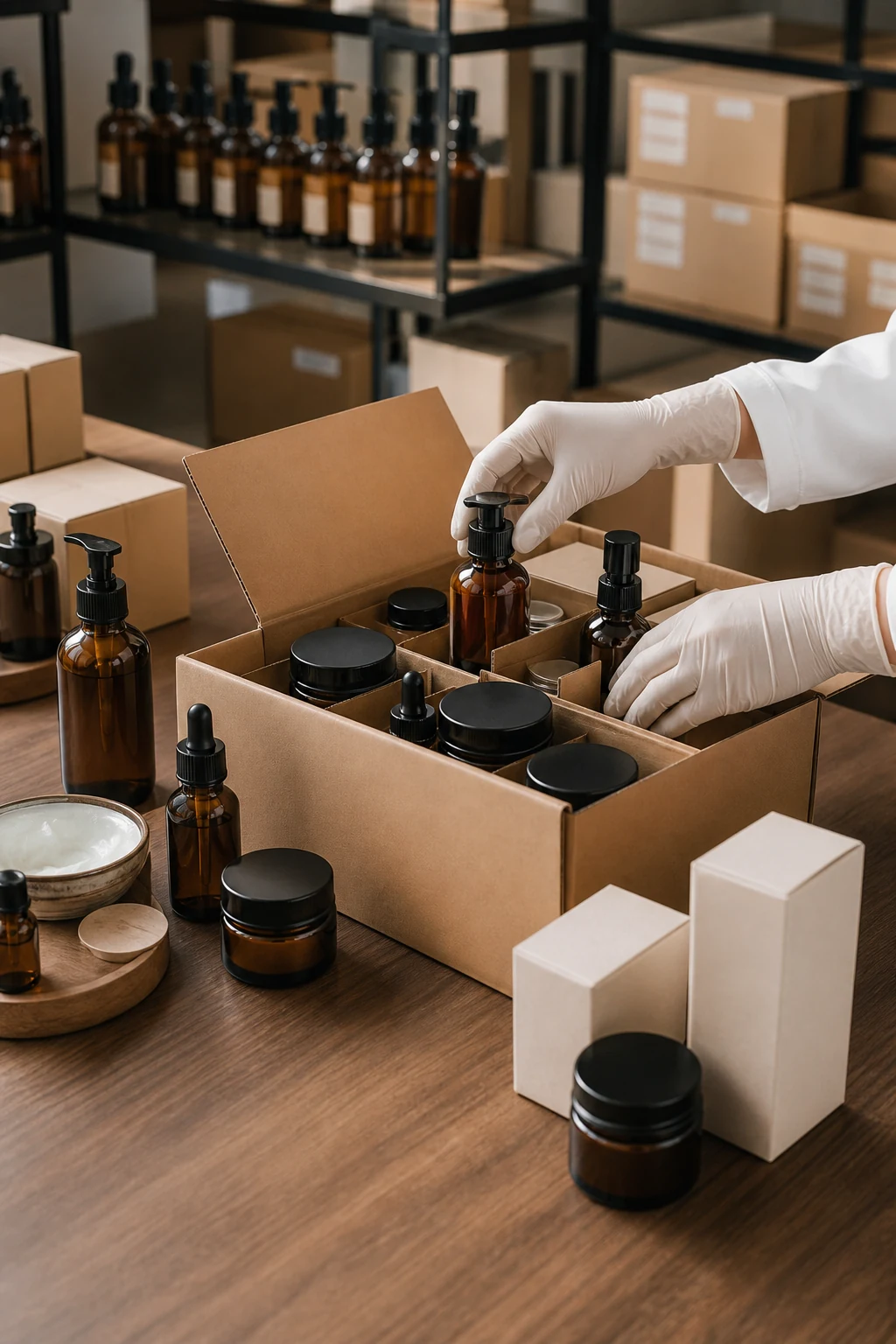Premium skincare wholesale products prepared for assortment review